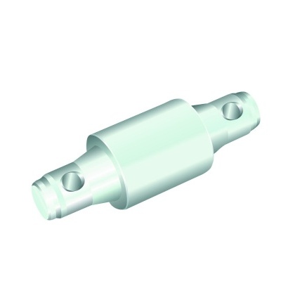 Componente mecânico cilíndrico verde claro com perfurações e ranhuras