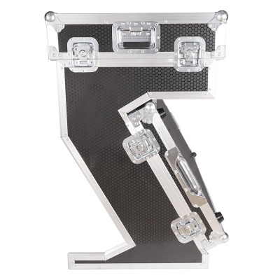 Caixas rígidas para transporte, tipo flight case, pretas e prateadas