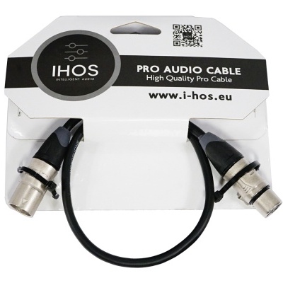 Cabo de áudio profissional IHOS com conectores XLR e embalagem branca