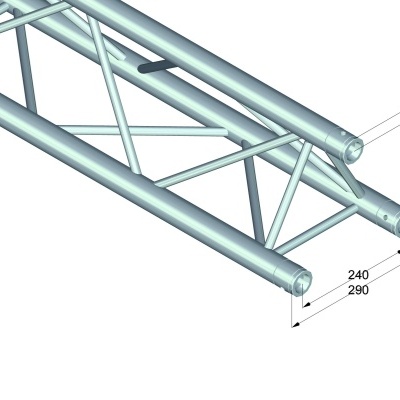 Estrutura metálica tubular cilíndrica com medidas em milímetros