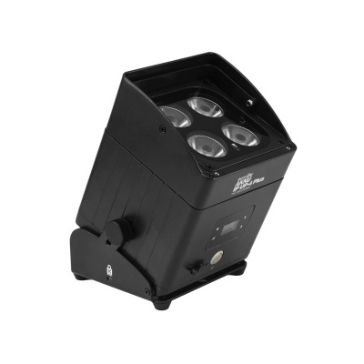 Projetor de luz LED preto com quatro lentes circulares