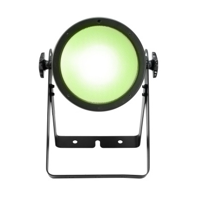 Projetor de luz redondo com luz verde e armação preta