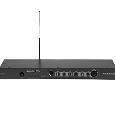 Amplificador de áudio profissional preto com antena retrátil