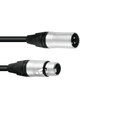 Cabo preto com conectores XLR macho e fêmea