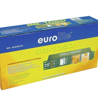 Caixa retangular azul e amarela para lâmpada eurolite SB-1050