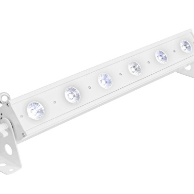 Barra de luz LED branca com seis focos circulares e suporte ajustável