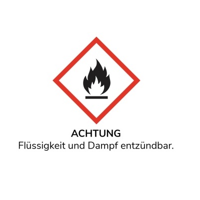 Símbolo de perigo inflamável com texto em alemão num fundo branco