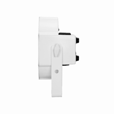 Lanterna ou foco portátil branco com suporte ajustável e botões pretos