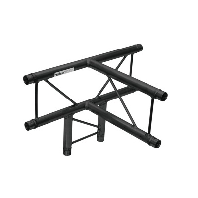 Estrutura metálica preta angular com tubos cilíndricos