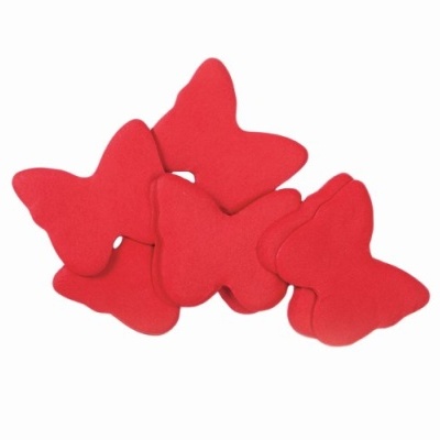 Cinco almofadas vermelhas em forma de borboleta