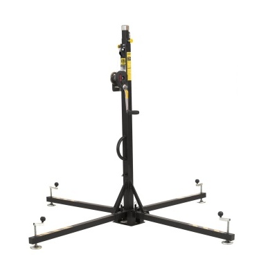 Suporte de tripé preto metálico com base em estrela e ajustadores