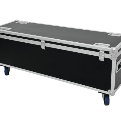 Mala rígida preta de transporte com estrutura metálica e rodas