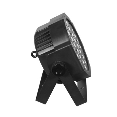 Projetor LED circular preto com suporte triangular