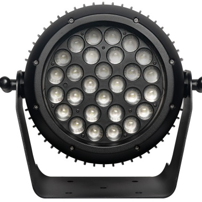 Refletor circular preto com luzes LED em fundo branco
