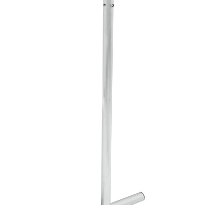 Suporte metálico branco em forma de T com topo aparafusado.