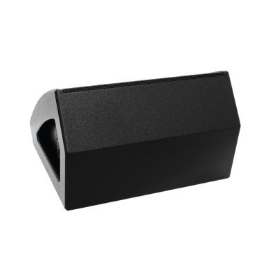 Suporte preto angular com textura rugosa e espaço oco retangular lateral