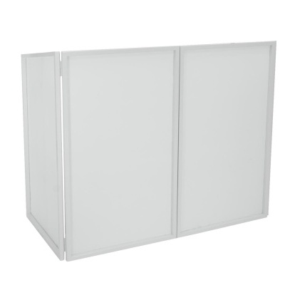 Biombo branco de três painéis com estrutura metálica fina