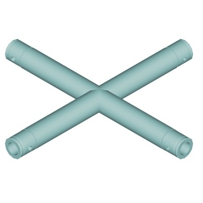 Quatro tubos cilíndricos azuis claros em disposição de cruz