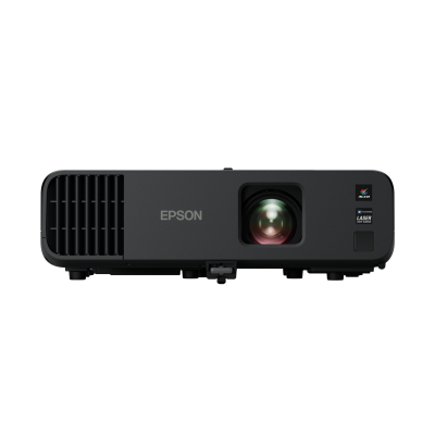Projetor Epson preto com lente central e grelha de ventilação