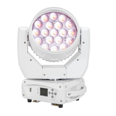 Luz de palco móvel LED branca com 19 LEDs amarelos e visor digital