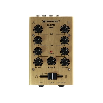 Mesa de mistura dourada Omnitronic GNOME 202 com botões e entradas