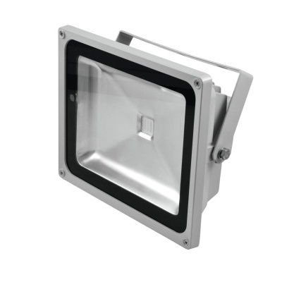 Projetor LED quadrado cinza com suporte e vidro transparente