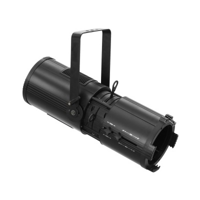 Projetor de iluminação cênica preto em metal com suporte