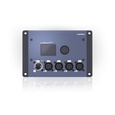 Painel elétrico Luminex LumiNode 4 WALL azul escuro com conectores e visor