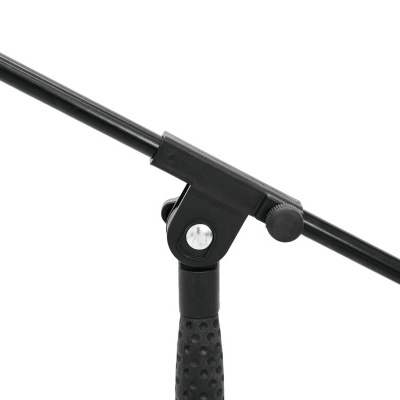 Suporte metálico preto com ajuste e base em borracha texturada