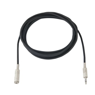 Cabo preto com conector de 3,5 mm e conector fêmea metálico