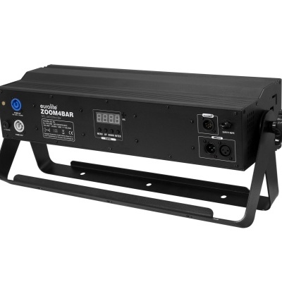 Projetor de luz preto Quanta ZOOM48BAR com visor digital e suporte ajustável