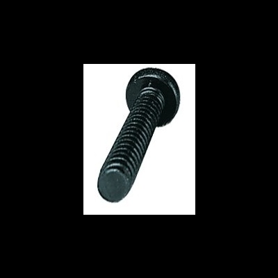 Parafuso preto metálico com filetes em fundo branco