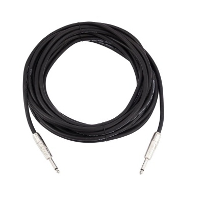 Cabo de áudio preto com conectores jack 6,35 mm