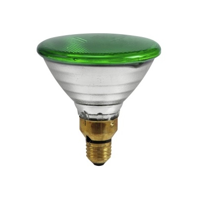 Lâmpada refletora verde com base metálica dourada