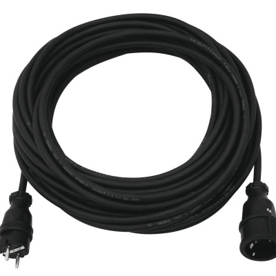 Cabo elétrico preto com ficha macho e fêmea de 3 pinos