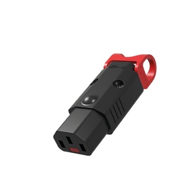 Plugue elétrico preto e vermelho em fundo branco