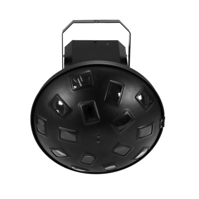 Luz para efeitos de palco redonda preta com várias lentes e suporte metálico