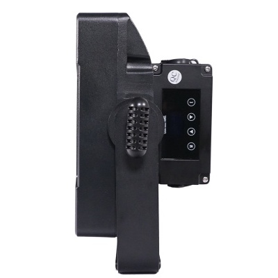 Fechadura eletrónica preta vista de lado com teclado numérico