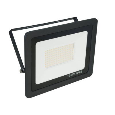 Projector LED retangular preto e branco com suporte ajustável