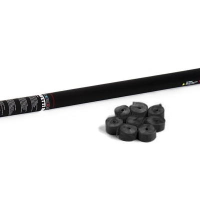 Rolo de tecido preto para jardim com vários anéis de plástico