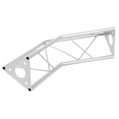 Suporte metálico triangular branco com estrutura tubular