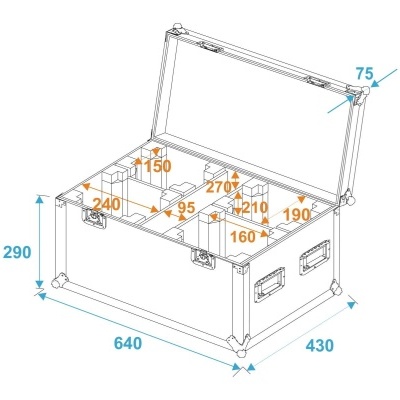 desenho técnico de caixa de armazenamento aberta com medidas em milímetros