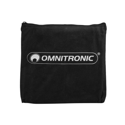 Bolsa preta com fecho e logo OMNITRONIC impresso a branco