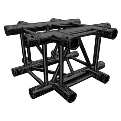 estrutura modular cúbica metálica preta com tubos interligados