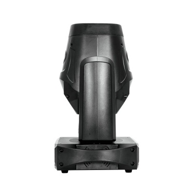 Luz de palco preta profissional vista de trás em superfície branca