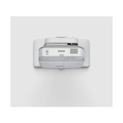 Projetor Epson branco montado na parede branca