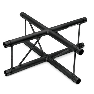 Suporte cruzado preto feito de tubos metálicos