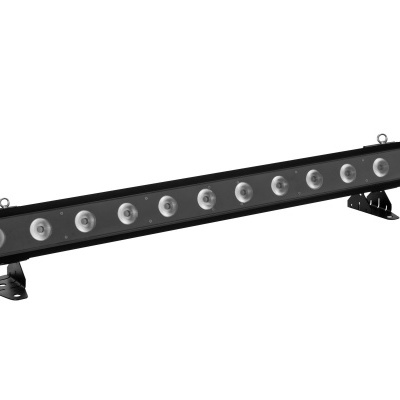 Barra de luz LED preta com 11 lâmpadas circulares e suportes