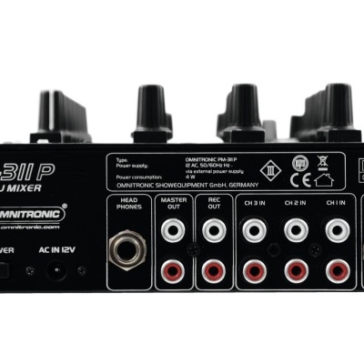 Misturador DJ Omnitronic PM-311 P preto com entradas e saídas