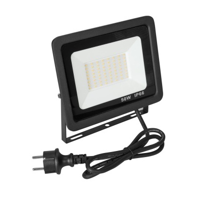 Refletor LED preto e branco com cabo e ficha